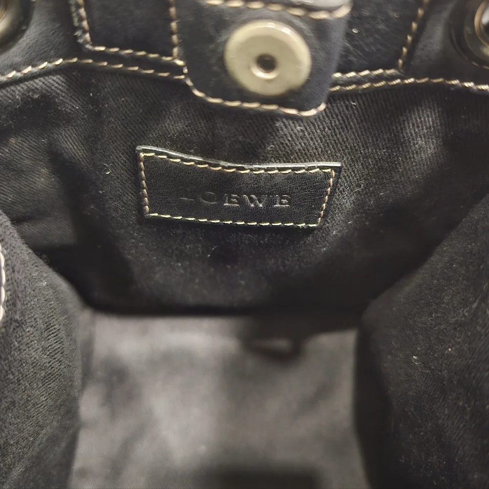 Authentic LOEWE Black Leather Stitched Anagram Logo Shopper Tote Bag (Pristine) - Picture 6 of 15